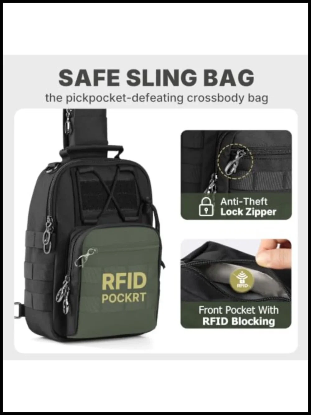 Tactical Sling Crossbody Bag Anti-Theft RFID Nylon Unisex